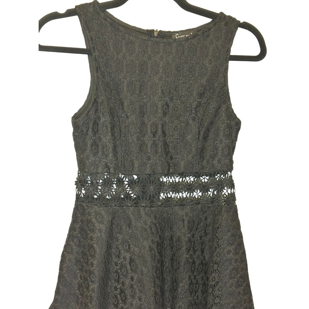 Haute Monde Black Lace Sleeveless Peplum Top Medium - Party Cocktail Chic